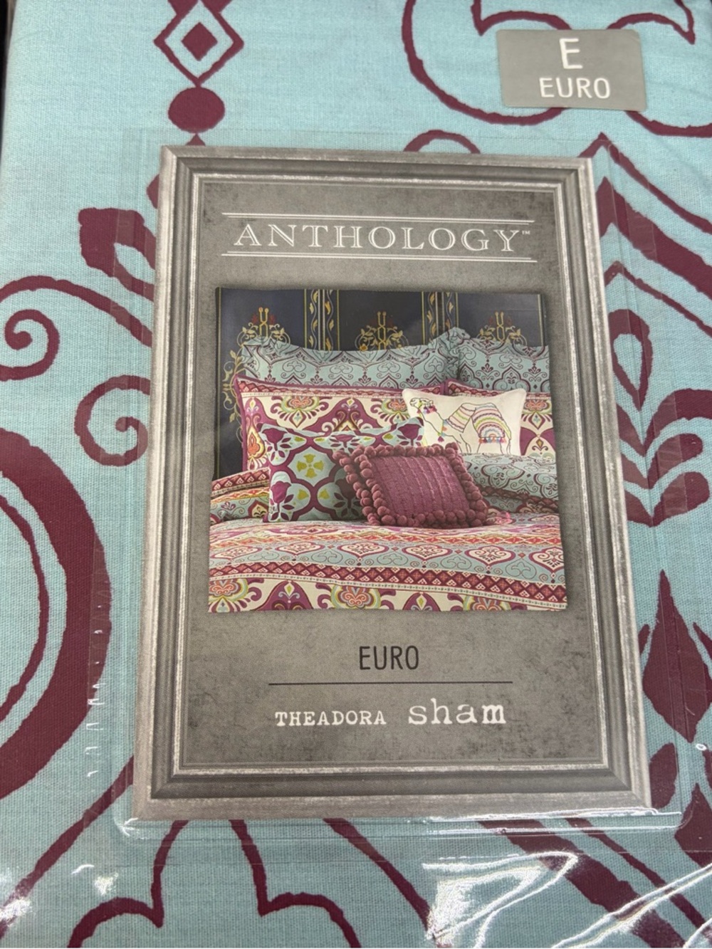 NWT Anthology Theodora blue swirl euro sham pillow cover